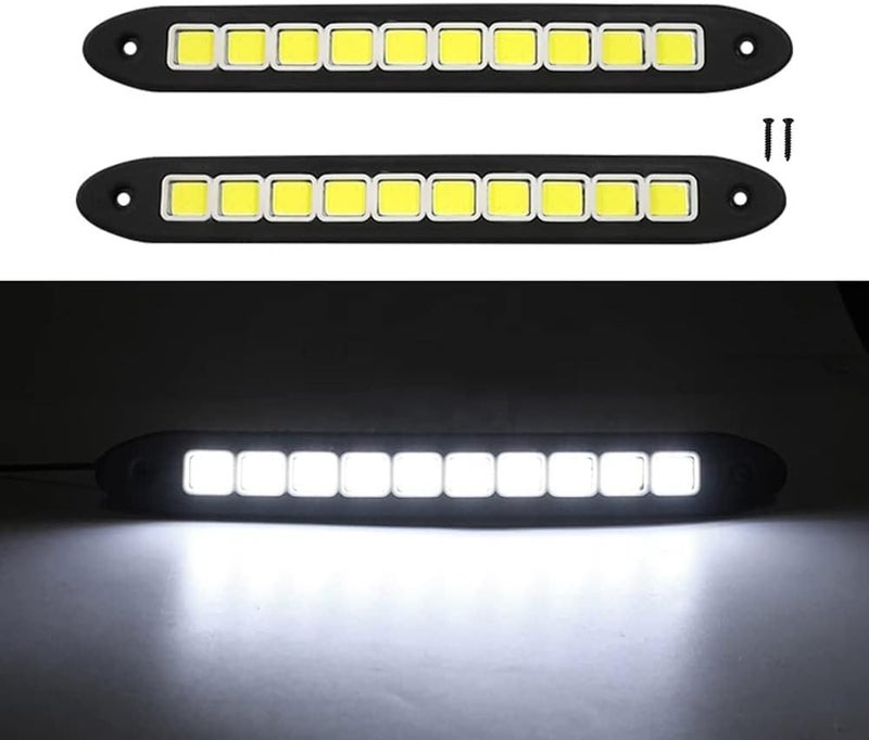 YSY 2Pcs Flexible Car LED Daytime Running Light Strip High Power COB DRL Fog Lights Driving Lamp Waterproof White 12V (Style 1) - Image 1